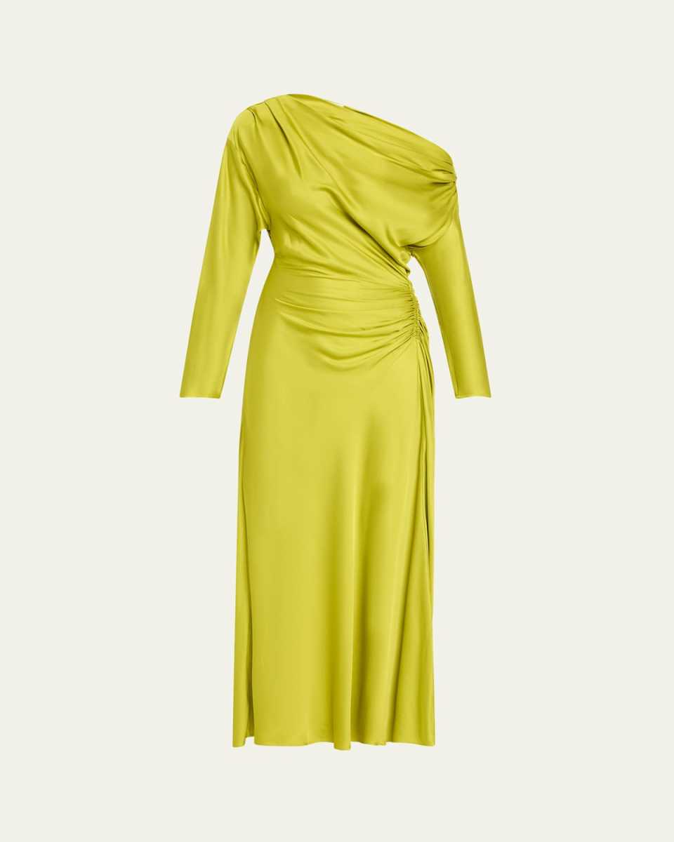 Piper Draped Satin One-Shoulder Dress